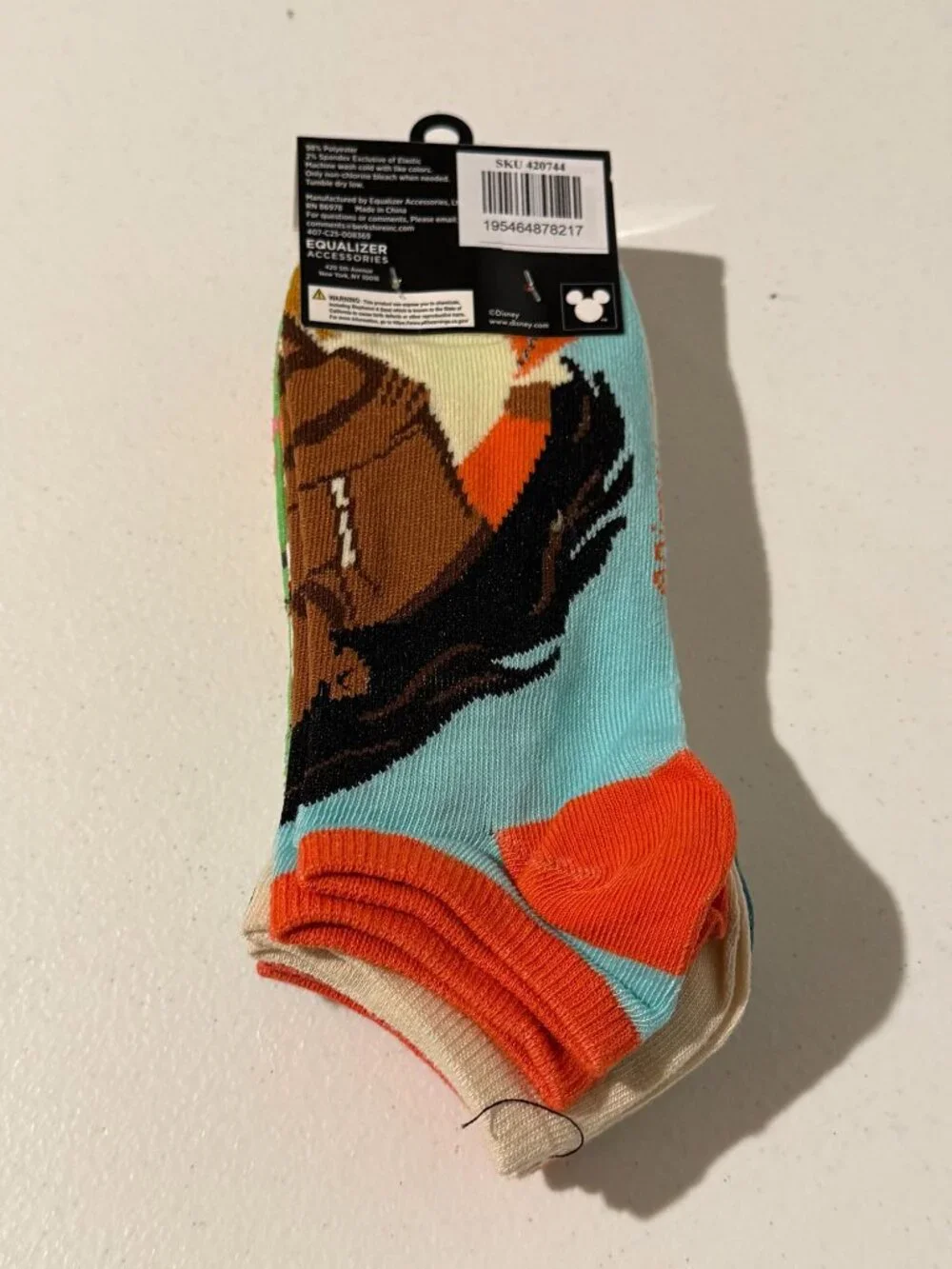 Disney Moana 6 Pair Ankle Socks Womens Shoe Size 9-11 Character NWT